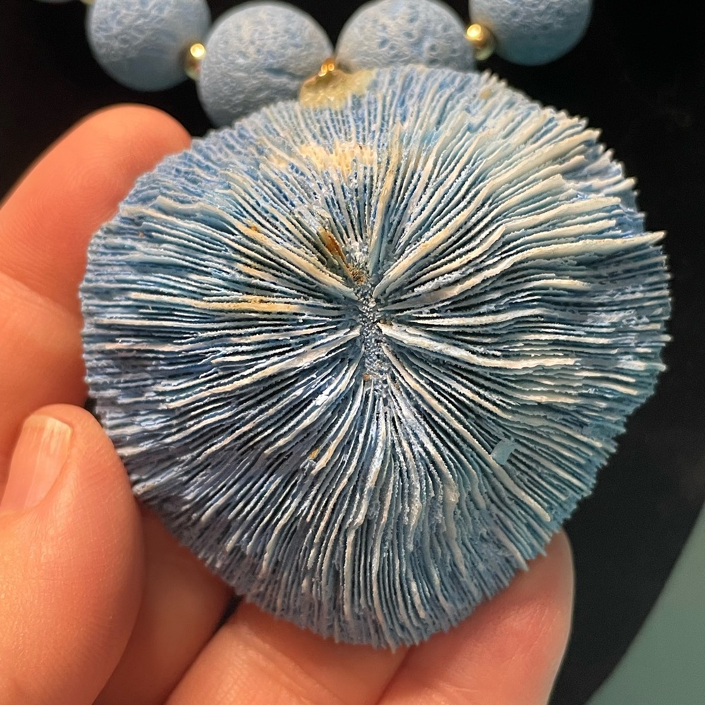 Blue Dyed Coral Statement Necklace - Picture 3 of 5